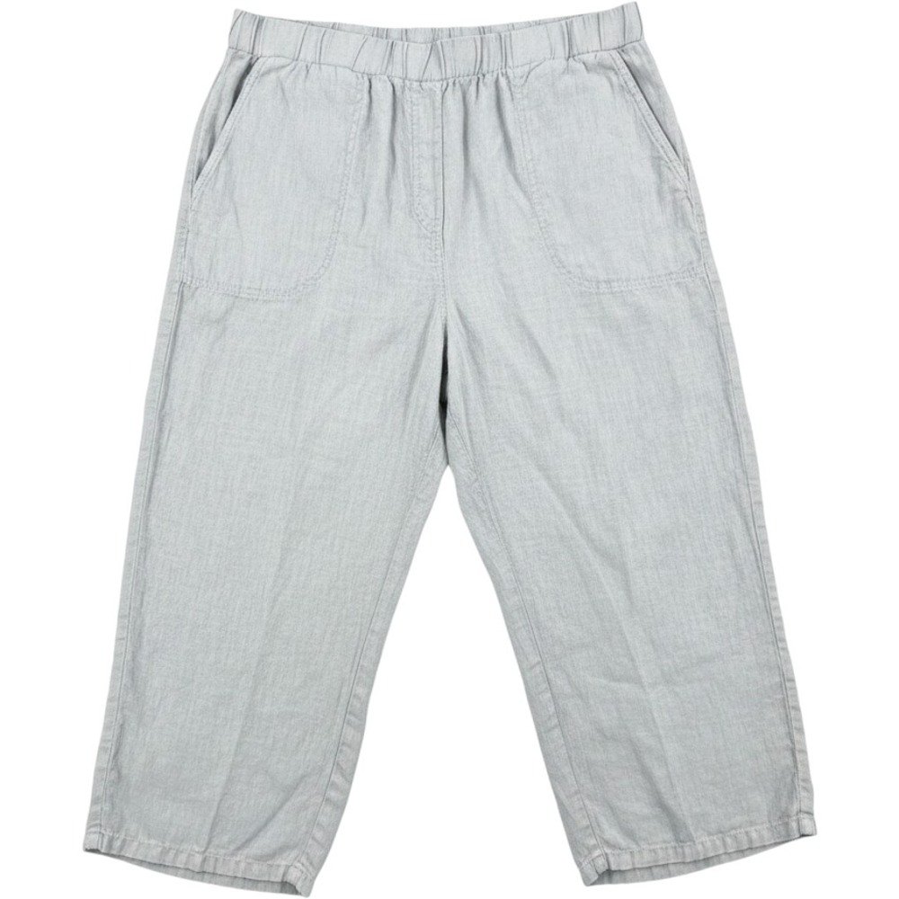 Cut Loose Linen Pants Gray Relaxed Crop Wide Leg Coastal Boho Lagenlook Sz Large